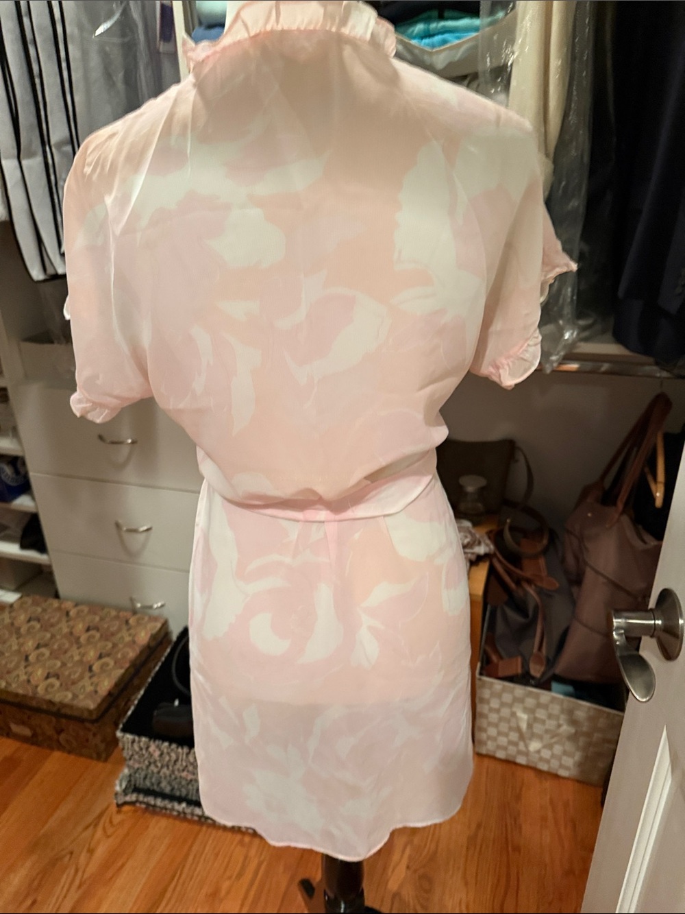 Delicate Light Pink Ruffle-Trim Wrap Robe - Picture 5 of 5